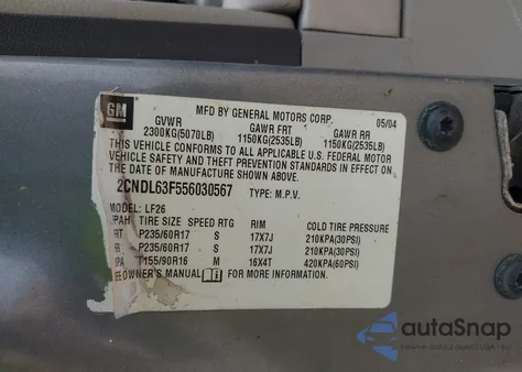 2005 Chevrolet Equinox Lt z USA, uszkodzony, nr VIN 2CNDL63F556030567